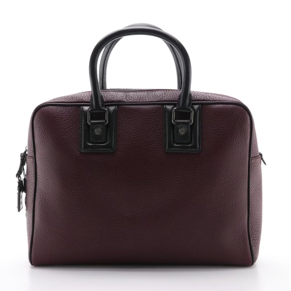 AUTH DOLCE GABBANA Plum Purple Grained Leather Briefcase Bag Like New